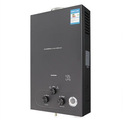 Salão de banho aquecedor de água a gás 12L 24KW resistente à corrosão preto